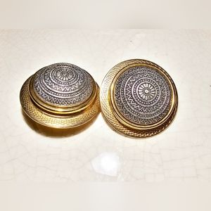 Vintage 1990s large lightweight medallion silver and gold dimensional clip ons